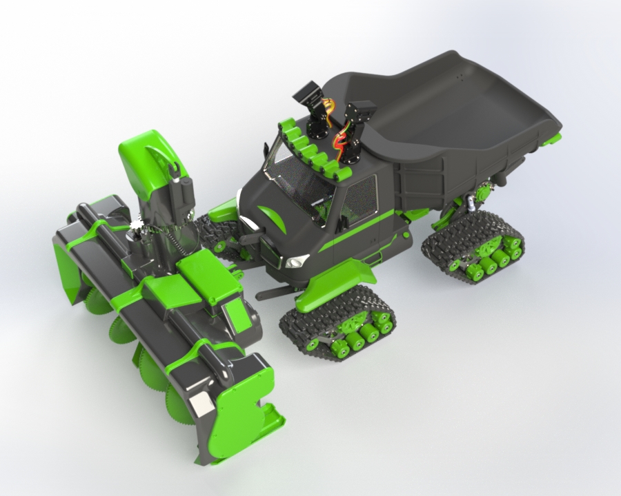1比5遥控履带除雪机模型3D图纸 Solidworks设计 x_t格式