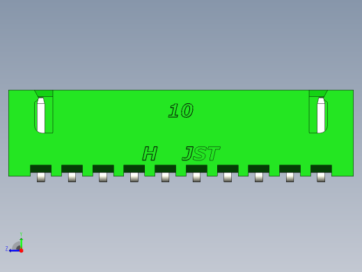 绿色JST XH 10针连接器P 2 54mm成角度右视缩略图
