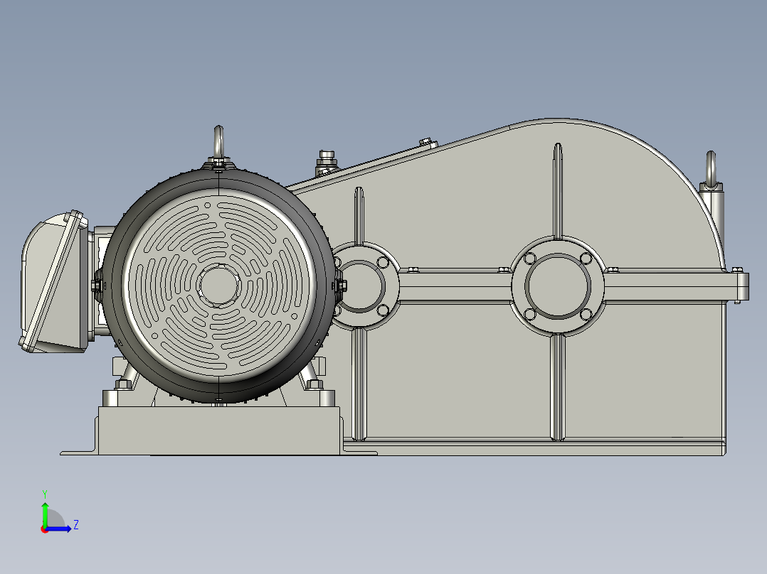 马达带动齿轮箱传动设备左视图