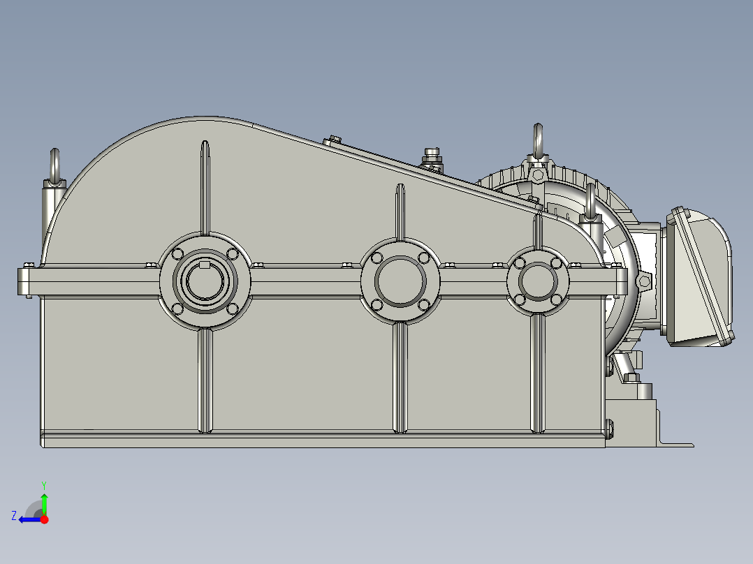 马达带动齿轮箱传动设备右视图