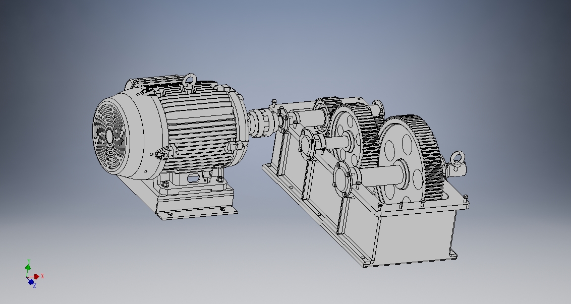 马达带动齿轮箱传动设备