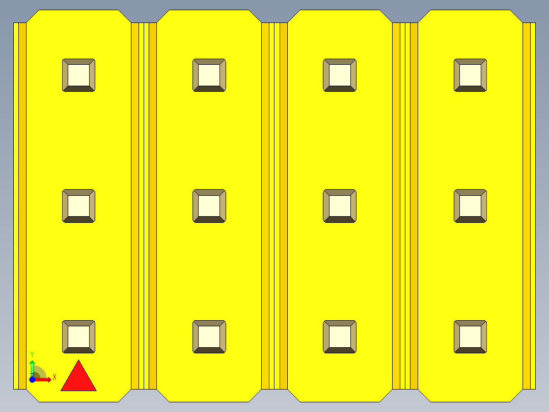 彩色公头100mil（2.54mm）系列-DS1021_yellow_3x04p_100mil_Type43_rev1.0前视图