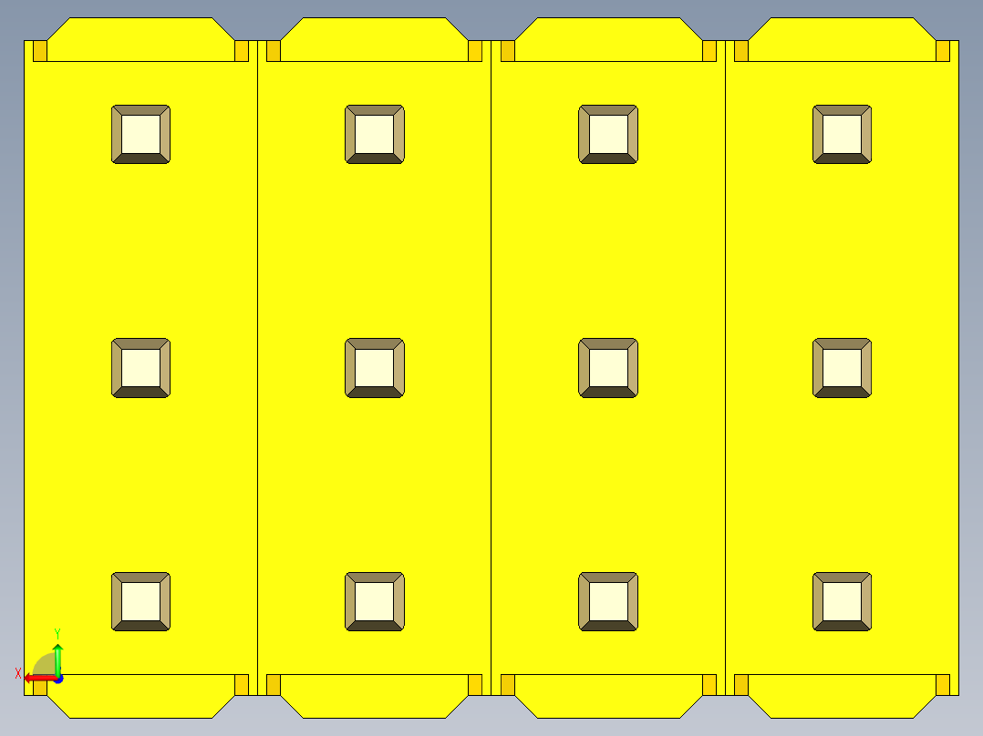 彩色公头100mil（2.54mm）系列-DS1021_yellow_3x04p_100mil_Type43_rev1.0后视图