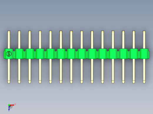 彩色公排针 100mil 2.54mm 系列-DS1022_green_2x14p_100mil_TypeD_rev1.0俯视缩略图