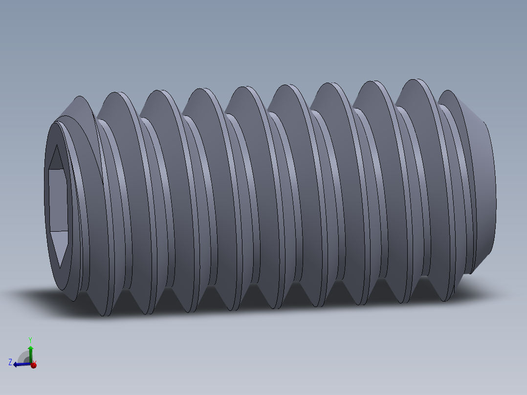 UNC 平头紧定螺钉-UNC SET SCREW 8-32 x0.3125.SLDPRT主视图