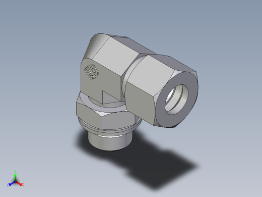 卡套式工业通用硬管接头EO_Adjustable_Locknut_elbow_WEE12ZLMCF正等轴测缩略图