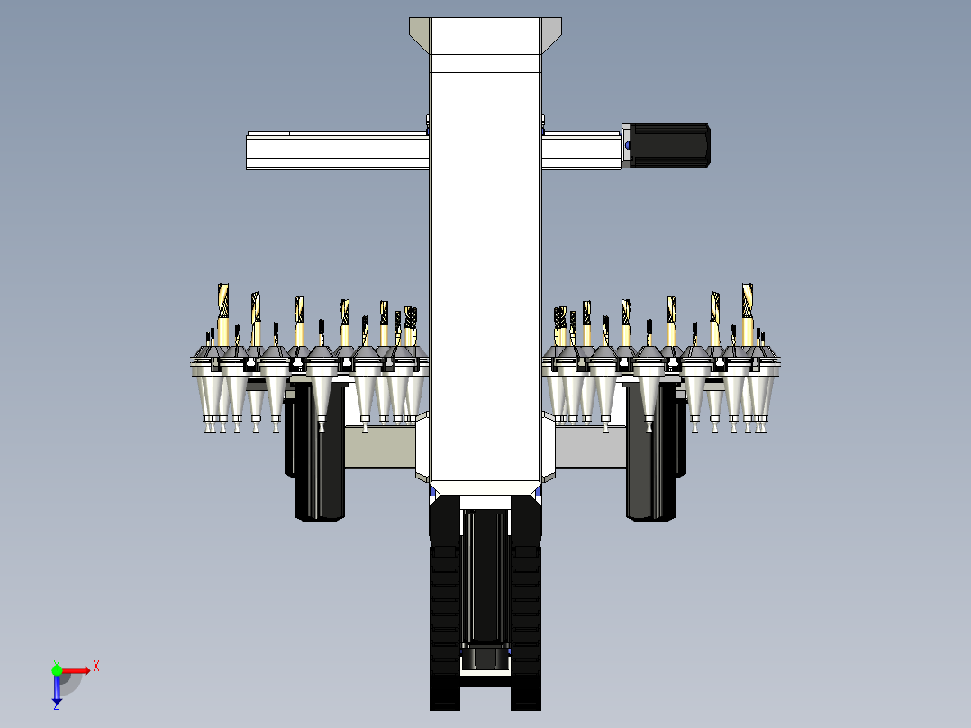 CNC自动换刀机车床俯视图