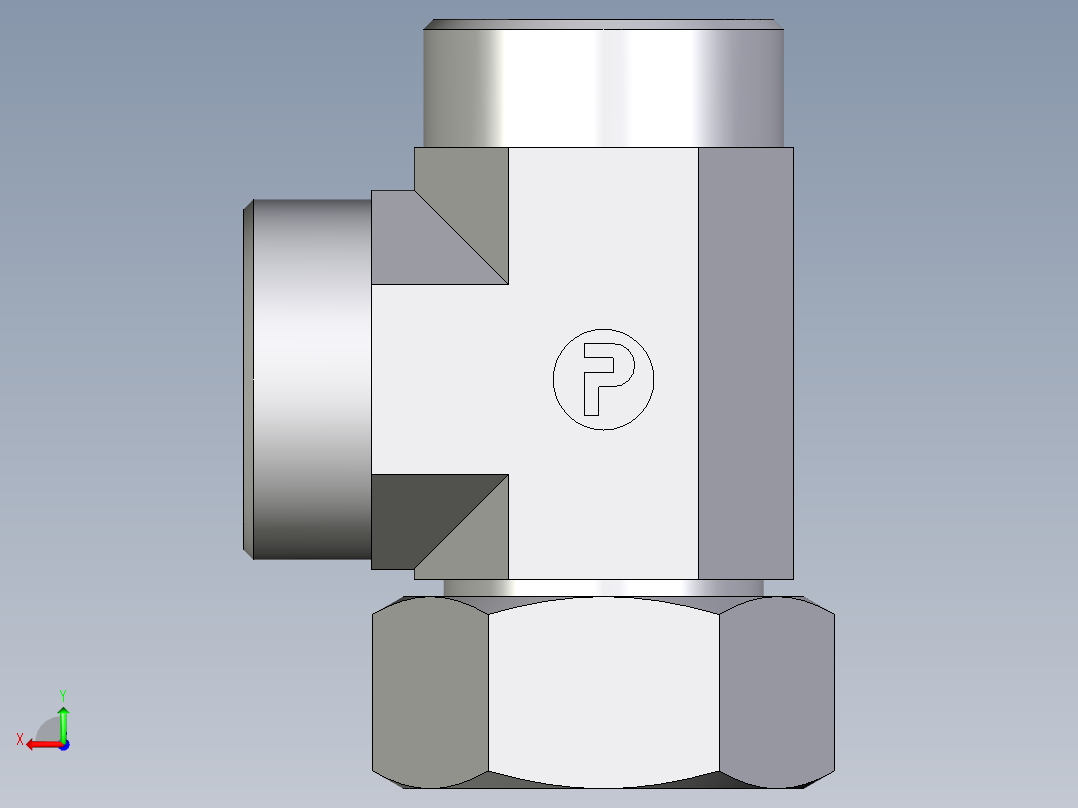 卡套式工业通用硬管接头EO_Swivel_nut_run_tee_EL35LOMD71后视图
