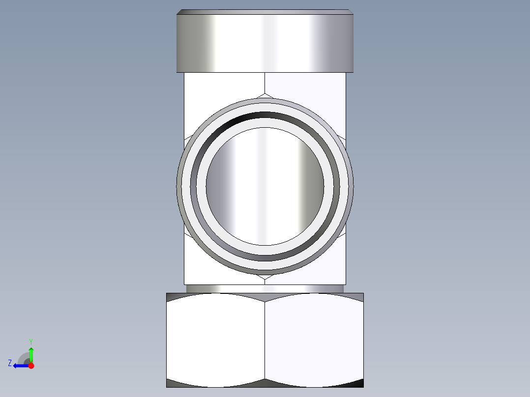 卡套式工业通用硬管接头EO_Swivel_nut_run_tee_EL35LOMD71右视图