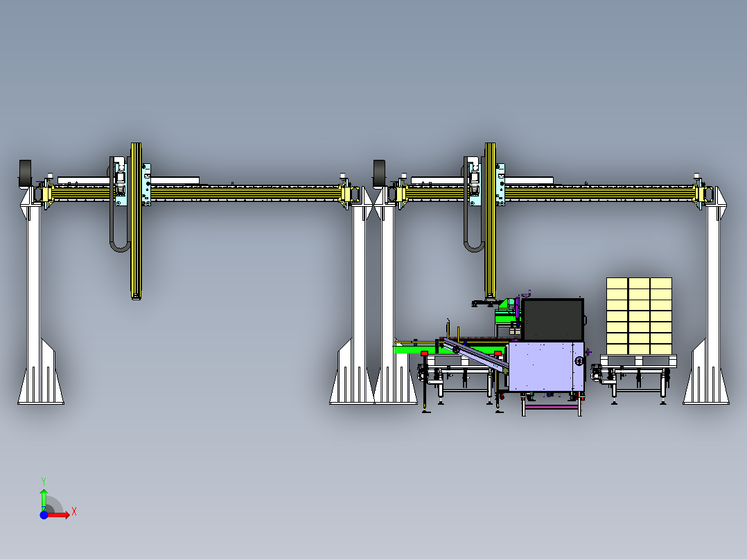 大型龙门码垛方案前视图