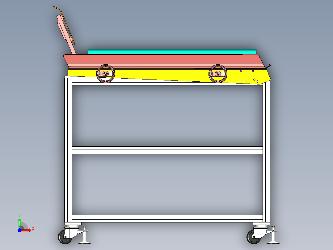 纸板送料调节机构前视图