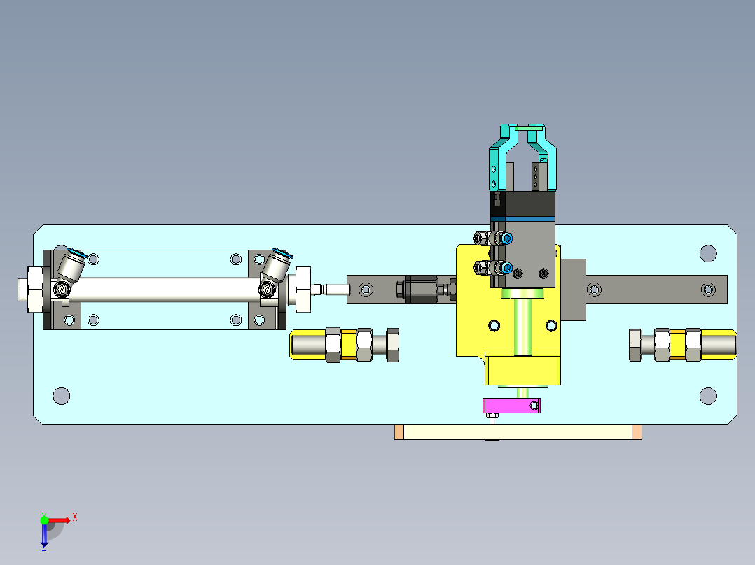翻转夹手组装俯视图
