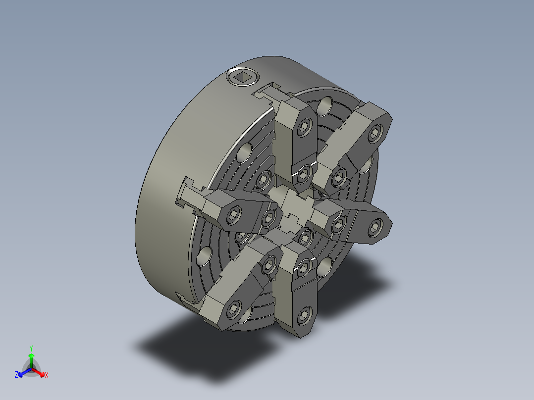 六爪圆卡盘正等轴测图