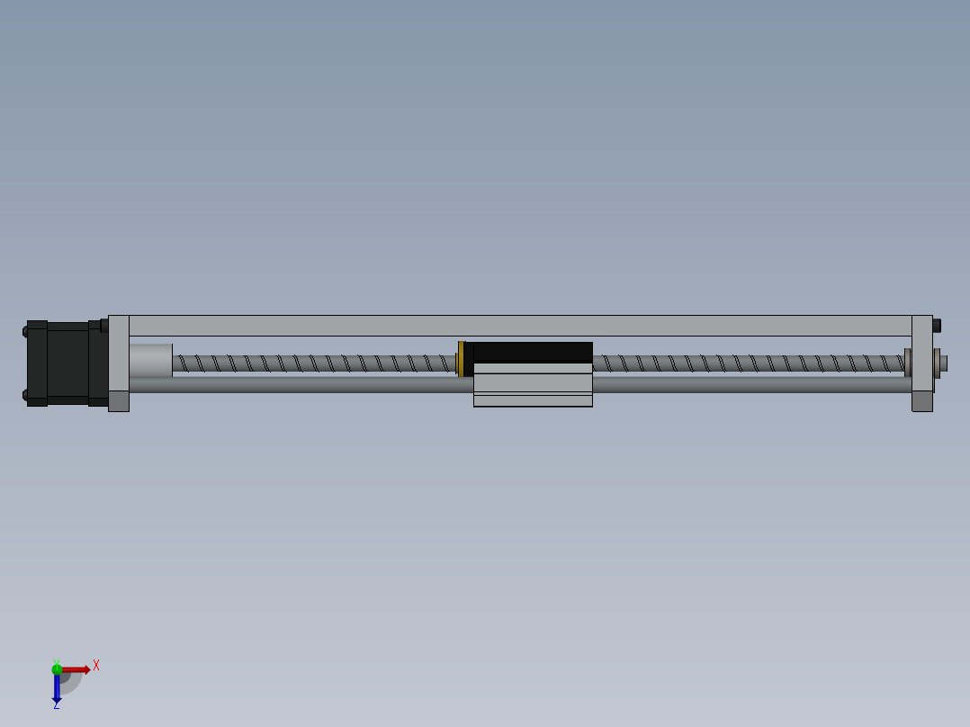 滚珠丝杆 直线模组 机械素材3D图纸自动化设备solidworks模型俯视图