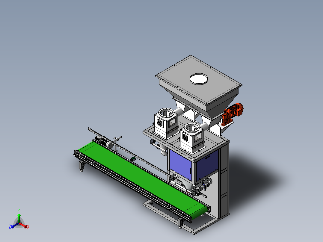 定量包装秤（双体秤）正等轴测图
