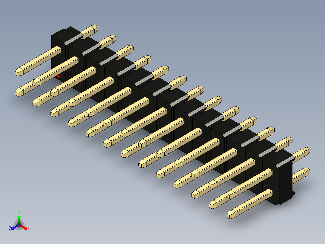 彩色公头100mil（2.54mm）系列-DS1021_black_2x13p_100mil_Type1_rev1.0主视图
