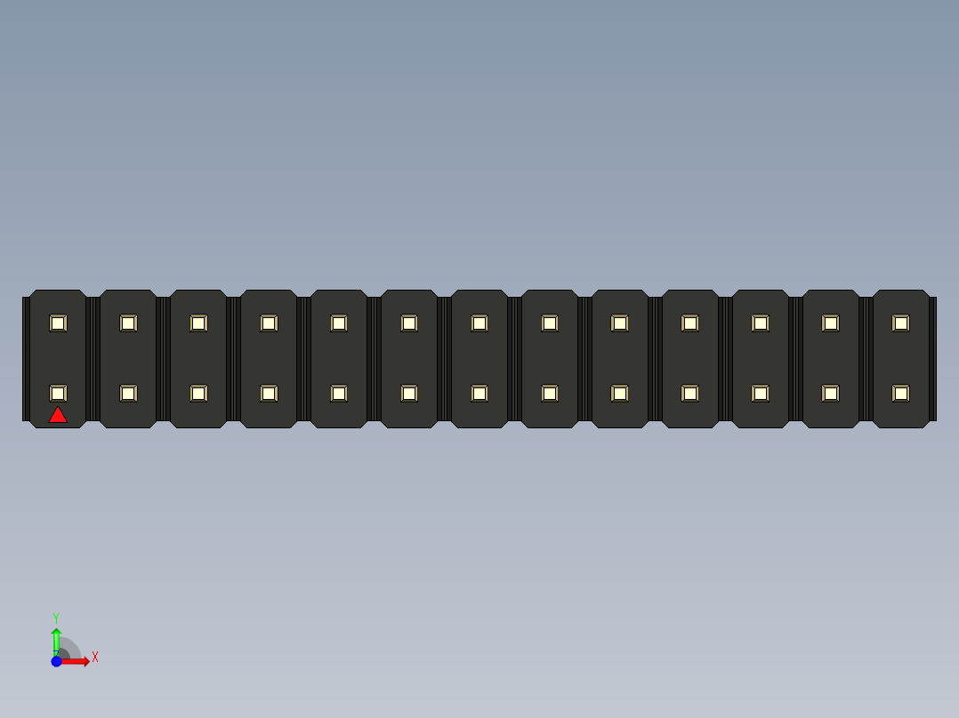 彩色公头100mil（2.54mm）系列-DS1021_black_2x13p_100mil_Type1_rev1.0前视图