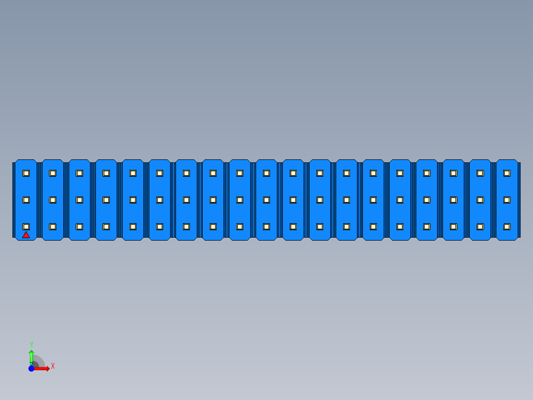 彩色公头100mil（2.54mm）系列-DS1021_blue_3x19p_100mil_Type19_rev1.0前视图
