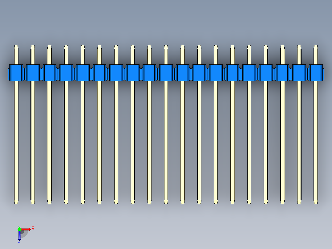 彩色公头100mil（2.54mm）系列-DS1021_blue_3x19p_100mil_Type19_rev1.0俯视图