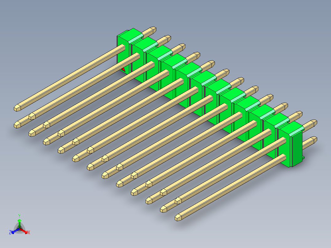 彩色公头100mil（2.54mm）系列-DS1021_green_2x12p_100mil_Type19_rev1.0主视图