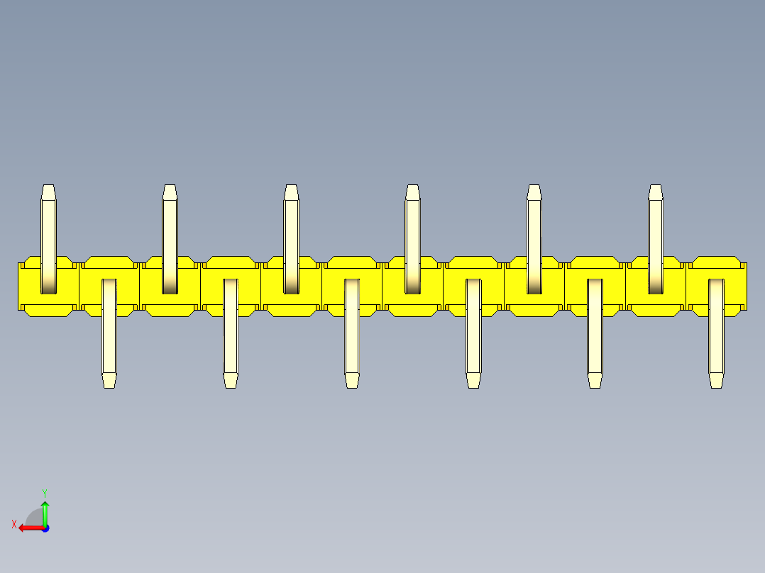 彩色公排针 100mil 2.54mm 系列-DS1022_yellow_12p_100mil_Type_SMT_R2_rev1.0后视图