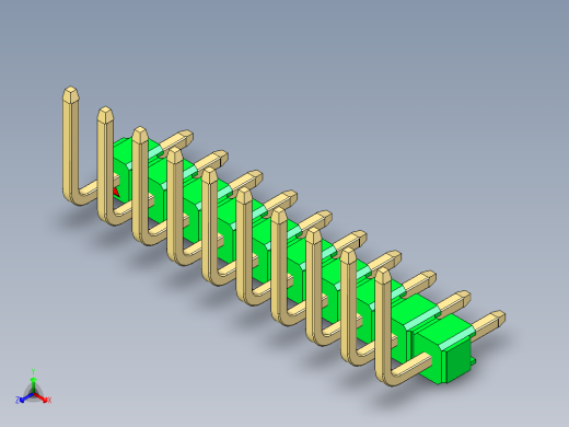 彩色公排针 100mil 2.54mm 系列-DS1022_green_10p_100mil_TypeU_rev1.0