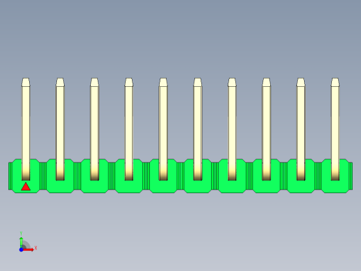 彩色公排针 100mil 2.54mm 系列-DS1022_green_10p_100mil_TypeU_rev1.0前视缩略图