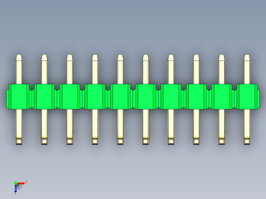 彩色公排针 100mil 2.54mm 系列-DS1022_green_10p_100mil_TypeU_rev1.0俯视缩略图