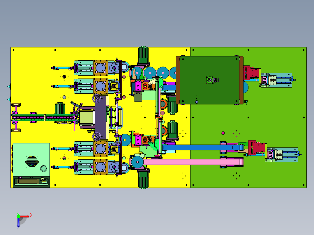 线盘纸管两端包边装置俯视图