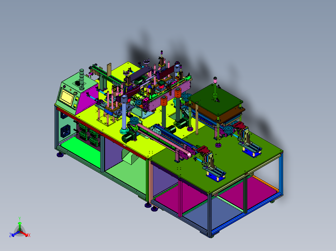 线盘纸管两端包边装置正等轴测图
