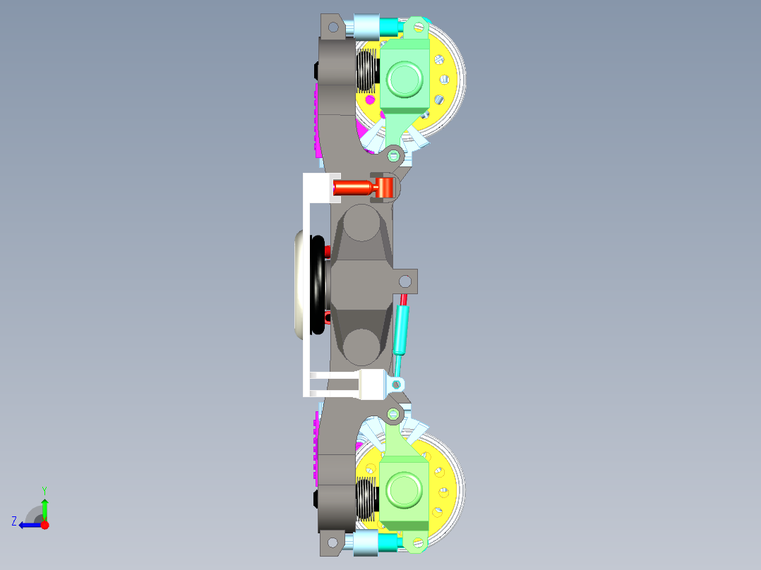 高速轨道车转向架右视图