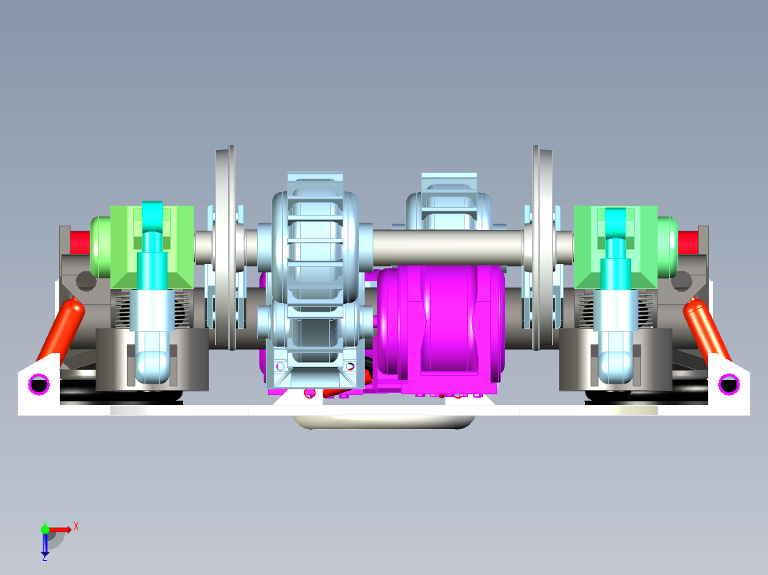 高速轨道车转向架俯视图