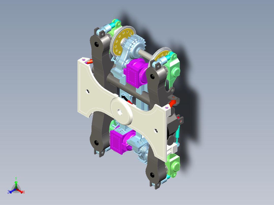 高速轨道车转向架正等轴测图