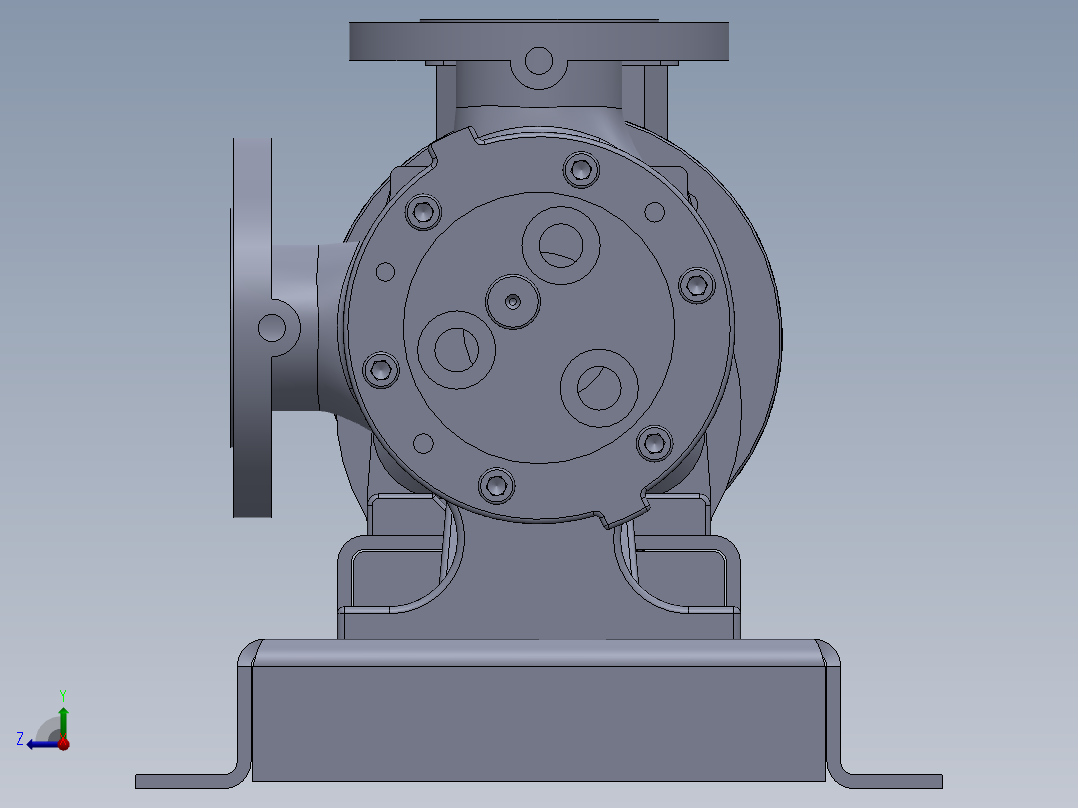 2“90°法兰外齿轮泵模型右视图