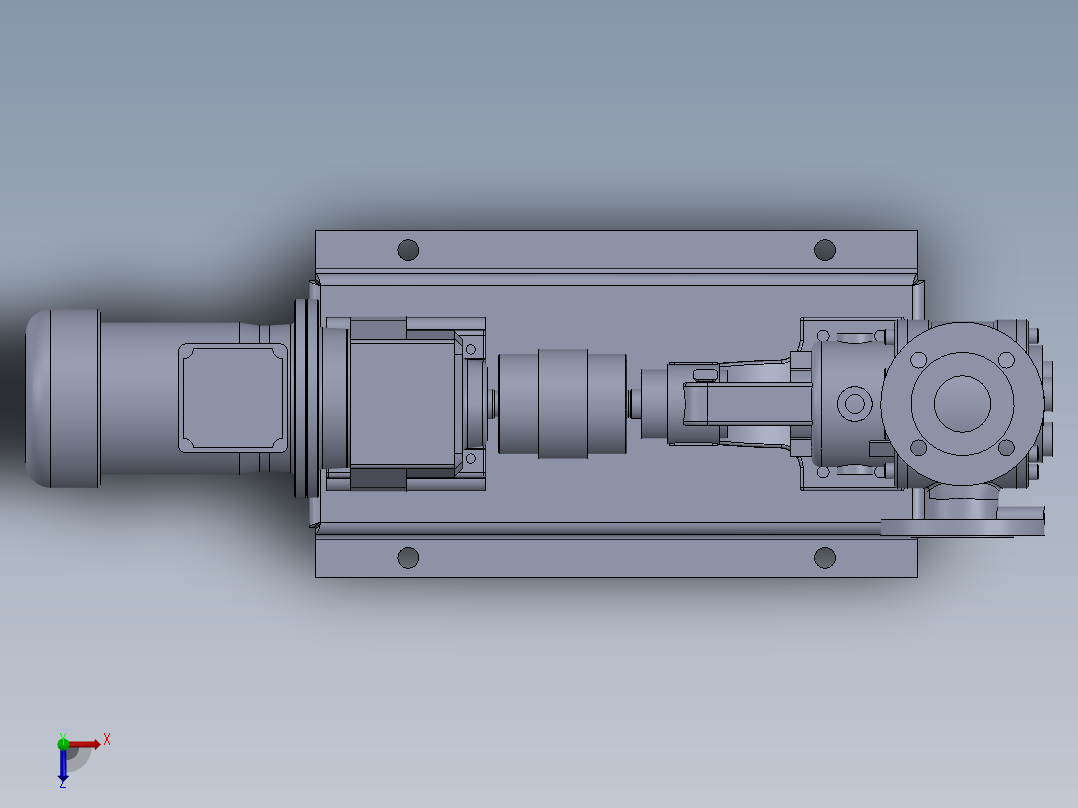 2“90°法兰外齿轮泵模型俯视图
