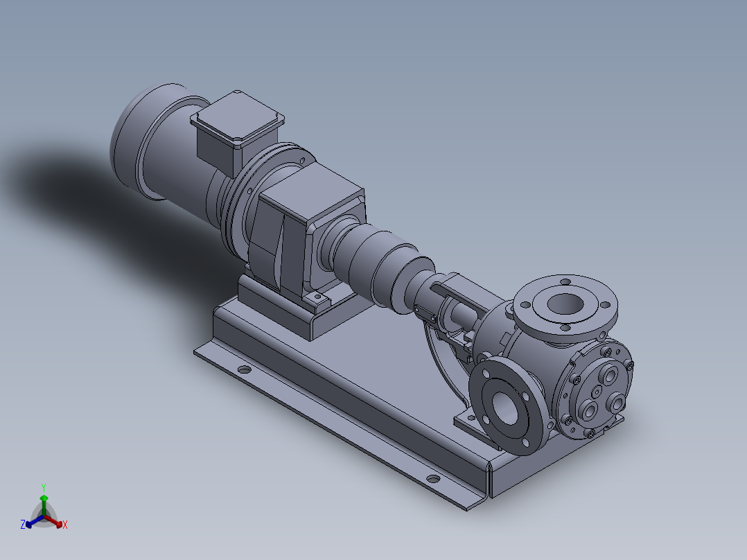 2“90°法兰外齿轮泵模型正等轴测图