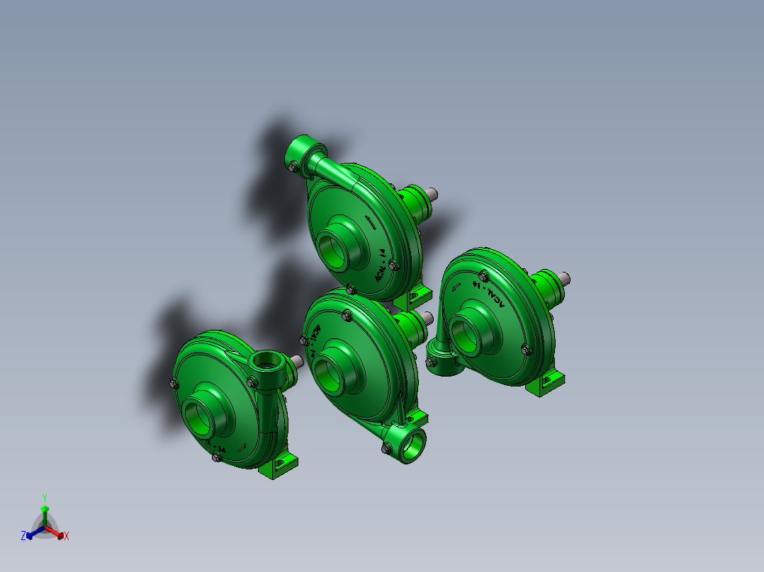 4款FMC-CW-800皮带驱动离心泵正等轴测图