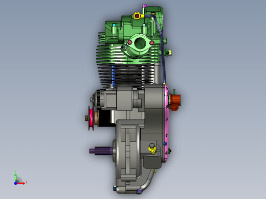 越野摩托车两冲程发动机总成前视缩略图