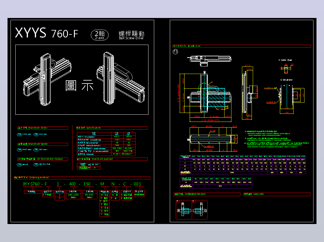 2D目錄-XYYS760-F滚珠花健、支撑座、滚珠丝杠、交叉导轨、直线模组
