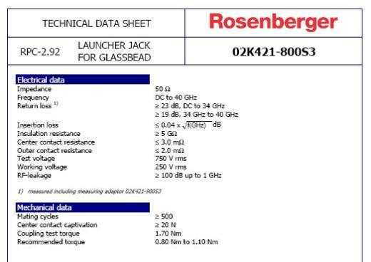 Rosenberger 2.92毫米4孔法兰40 GHz连接器缩略图