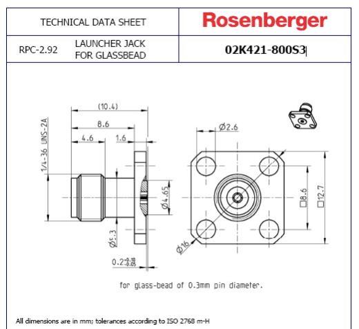 Rosenberger 2.92毫米4孔法兰40 GHz连接器缩略图