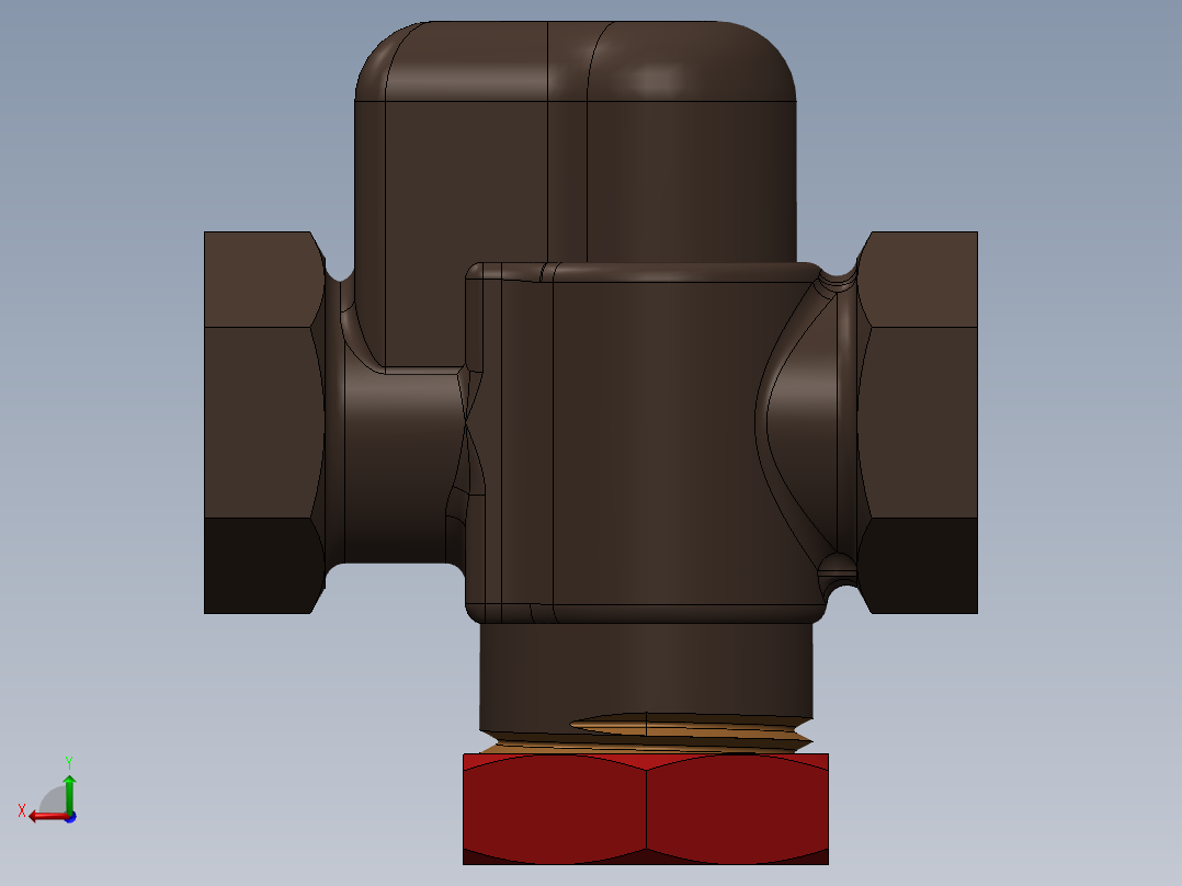 空气气压预扣阀3D数模图纸 Solidworks设计 附工程图后视图