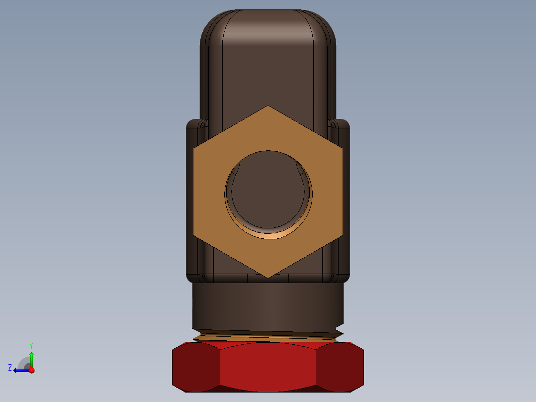 空气气压预扣阀3D数模图纸 Solidworks设计 附工程图右视图