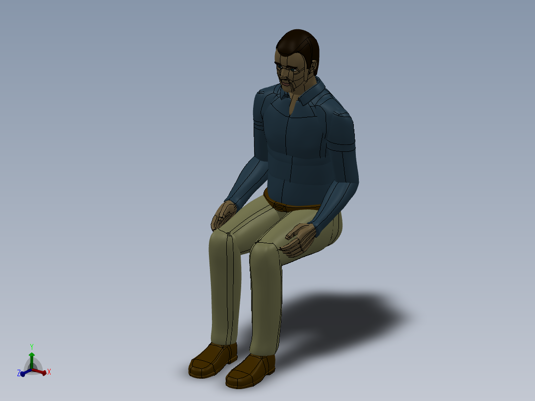 完美标准坐姿男人模型