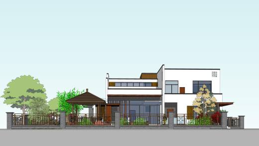 新中式别墅农乡村自建房建筑设计方案CAD总平立剖图纸SU模型素材缩略图