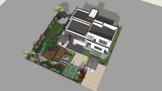 新中式别墅农乡村自建房建筑设计方案CAD总平立剖图纸SU模型素材缩略图