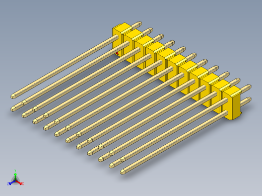 彩色公头100mil（2.54mm）系列-DS1021_yellow_2x11p_100mil_Type43_rev1.0正等轴测缩略图