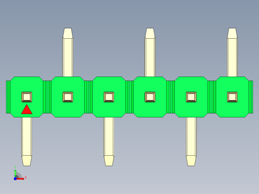 彩色公排针 100mil 2.54mm 系列-DS1022_green_06p_100mil_Type_SMT_R2_rev1.0前视缩略图