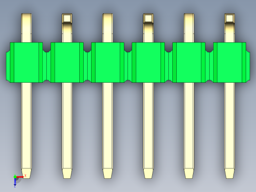 彩色公排针 100mil 2.54mm 系列-DS1022_green_06p_100mil_Type_SMT_R2_rev1.0俯视缩略图