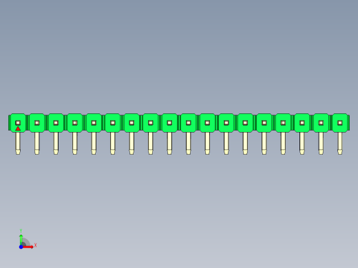 彩色公排针 100mil 2.54mm 系列-DS1022_green_1x18p_100mil_TypeD_rev1.0前视缩略图
